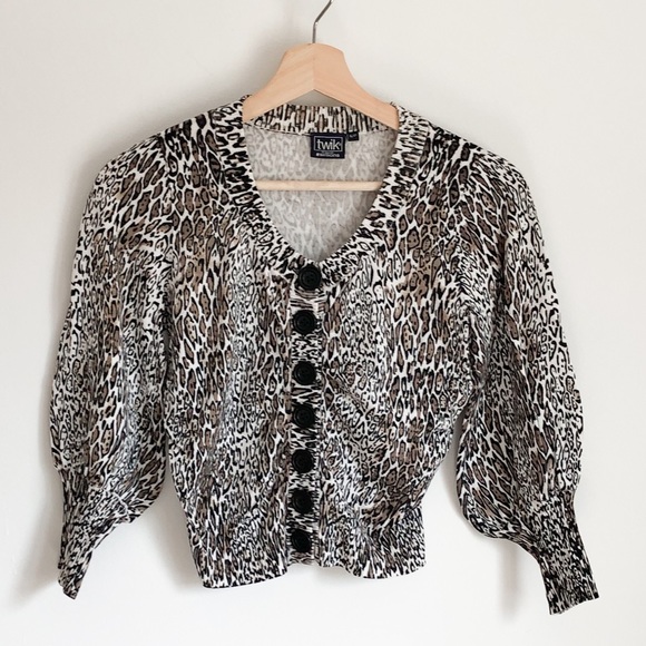 Simons Twik vintage cropped leopard cardigan S - Picture 1 of 4